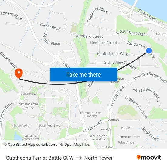 Strathcona Terr at Battle St W to North Tower map