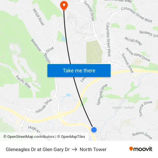 Gleneagles Dr at Glen Gary Dr to North Tower map