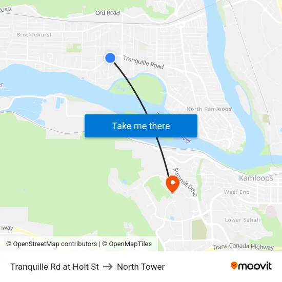 Tranquille Rd at Holt St to North Tower map