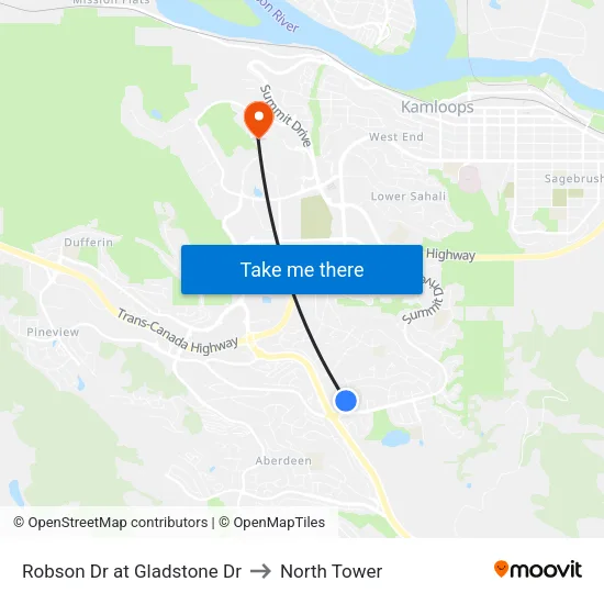 Robson Dr at Gladstone Dr to North Tower map