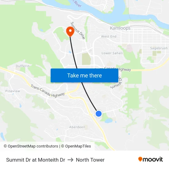Summit Dr at Monteith Dr to North Tower map