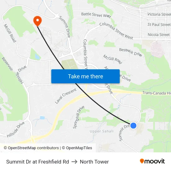 Summit Dr at Freshfield Rd to North Tower map