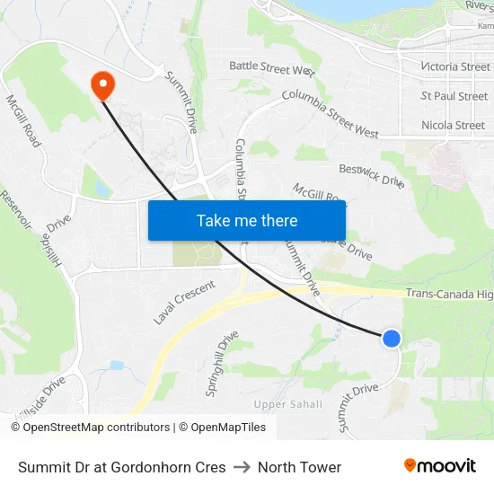 Summit Dr at Gordonhorn Cres to North Tower map