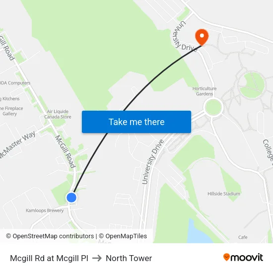 Mcgill Rd at Mcgill Pl to North Tower map
