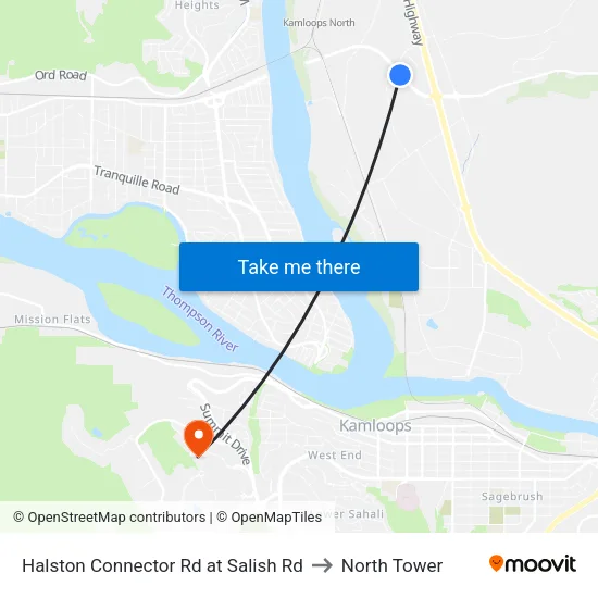 Halston Connector Rd at Salish Rd to North Tower map