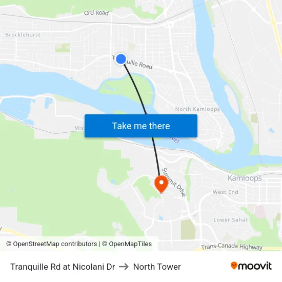 Tranquille Rd at Nicolani Dr to North Tower map