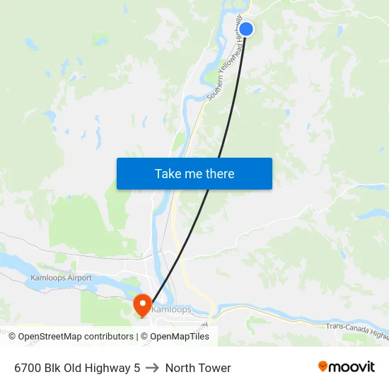 6700 Blk Old Highway 5 to North Tower map