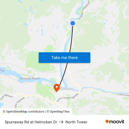 Spurraway Rd at Helmcken Dr to North Tower map