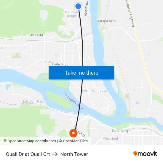 Quail Dr at Quail Crt to North Tower map