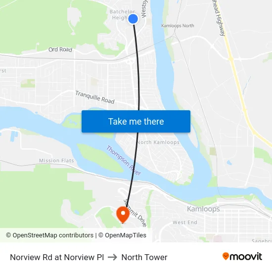 Norview Rd at Norview Pl to North Tower map