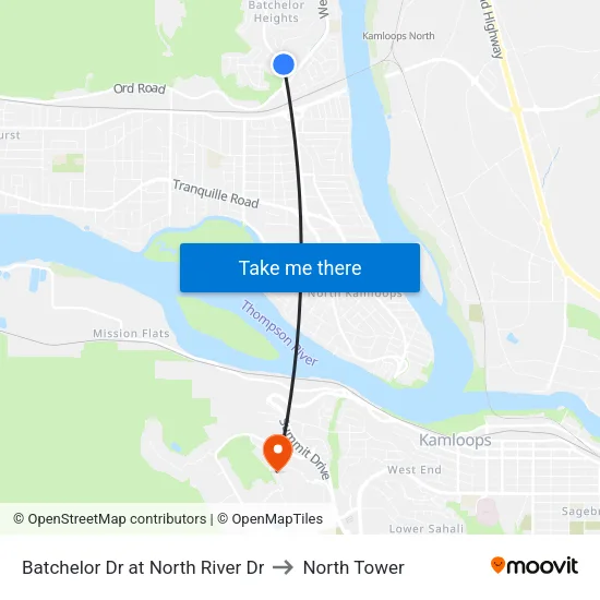 Batchelor Dr at North River Dr to North Tower map