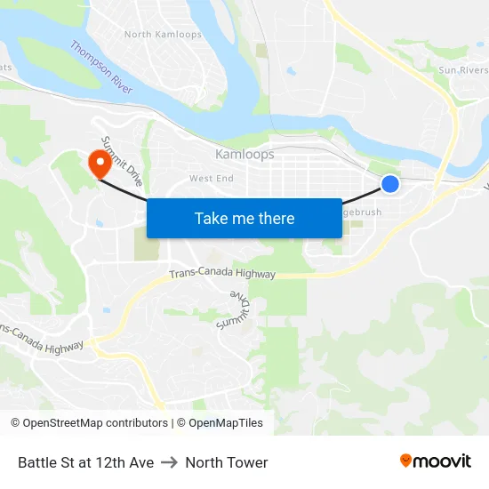 Battle St at 12th Ave to North Tower map