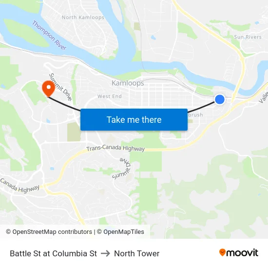 Battle St at Columbia St to North Tower map