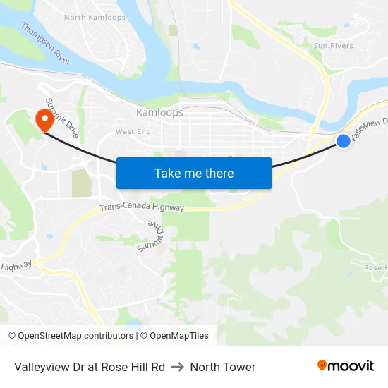 Valleyview Dr at Rose Hill Rd to North Tower map