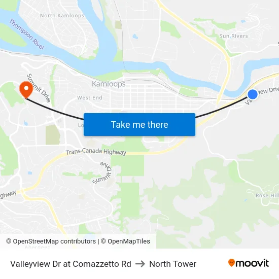 Valleyview Dr at Comazzetto Rd to North Tower map