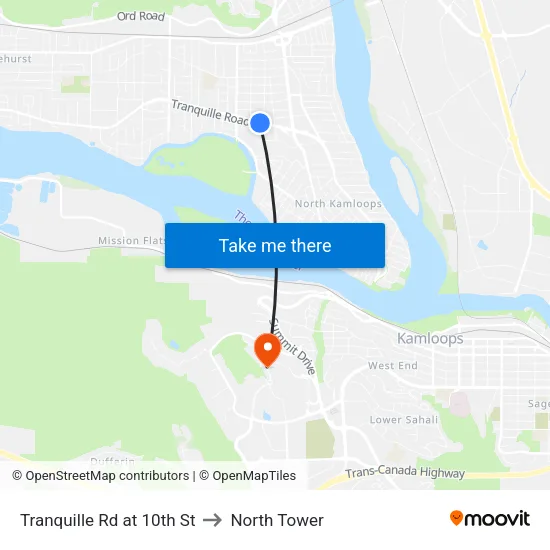 Tranquille Rd at 10th St to North Tower map