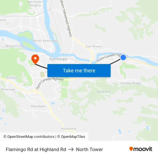 Flamingo Rd at Highland Rd to North Tower map