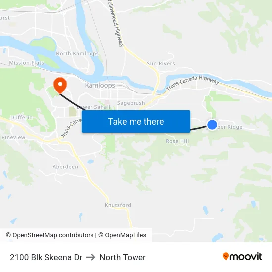 2100 Blk Skeena Dr to North Tower map