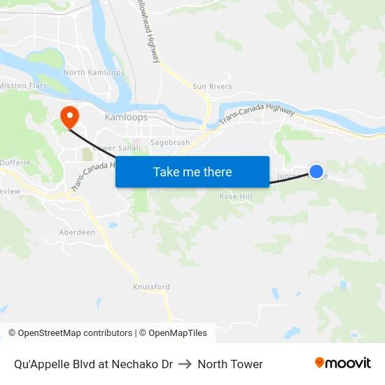 Qu'Appelle Blvd at Nechako Dr to North Tower map