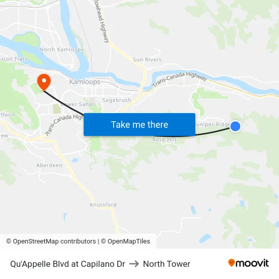 Qu'Appelle Blvd at Capilano Dr to North Tower map