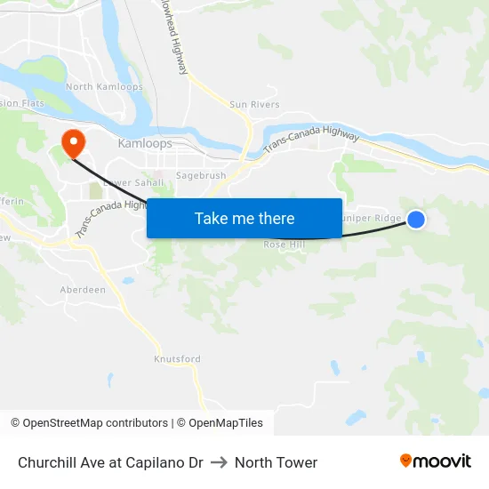 Churchill Ave at Capilano Dr to North Tower map