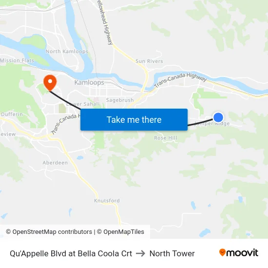 Qu'Appelle Blvd at Bella Coola Crt to North Tower map