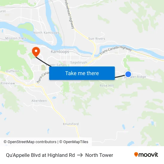 Qu'Appelle Blvd at Highland Rd to North Tower map