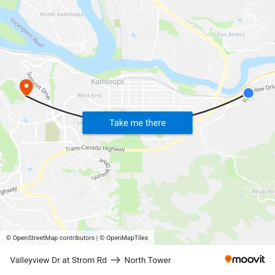 Valleyview Dr at Strom Rd to North Tower map
