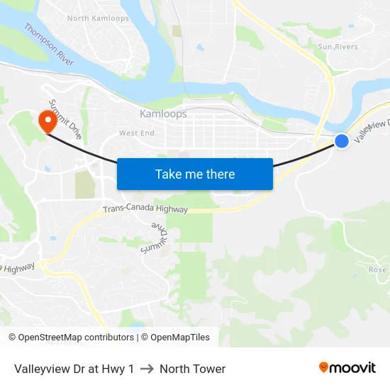 Valleyview Dr at Hwy 1 to North Tower map