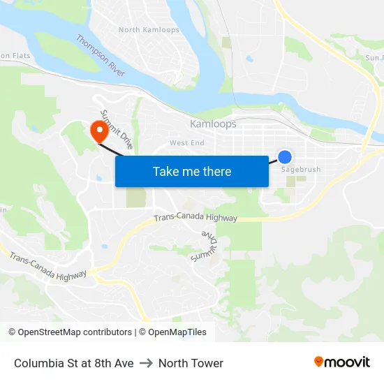 Columbia St at 8th Ave to North Tower map