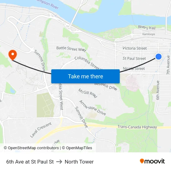 6th Ave at St Paul St to North Tower map