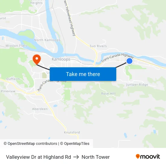 Valleyview Dr at Highland Rd to North Tower map
