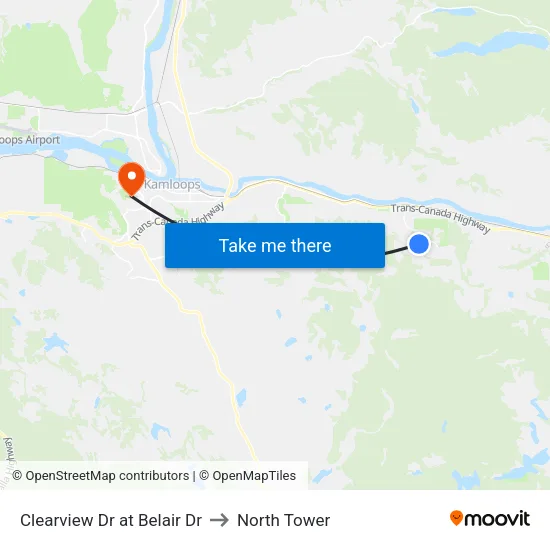 Clearview Dr at Belair Dr to North Tower map