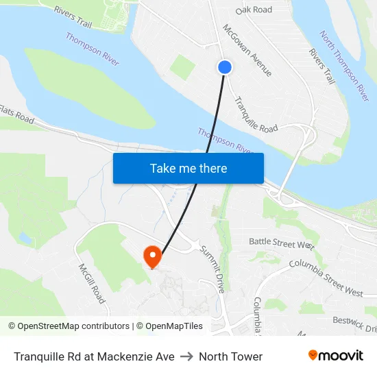 Tranquille Rd at Mackenzie Ave to North Tower map