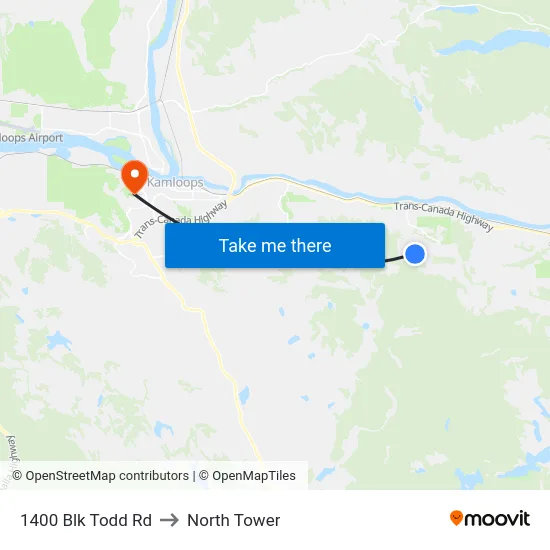 1400 Blk Todd Rd to North Tower map