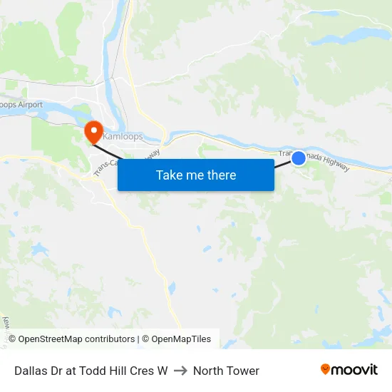Dallas Dr at Todd Hill Cres W to North Tower map