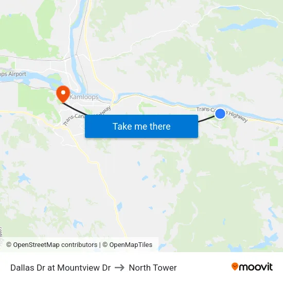 Dallas Dr at Mountview Dr to North Tower map