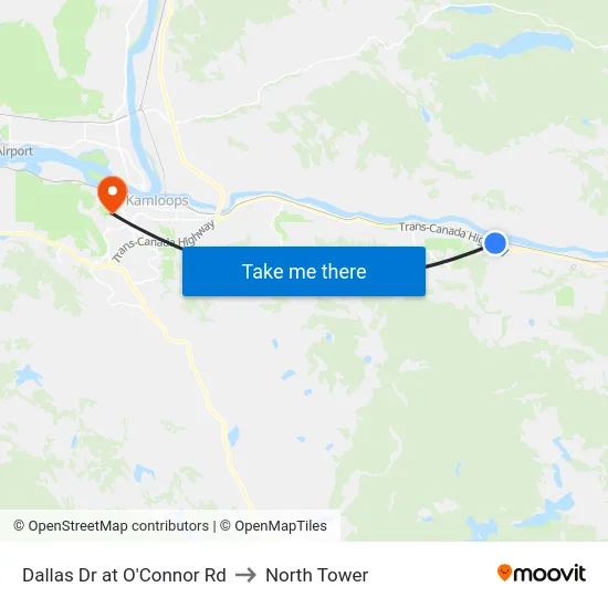 Dallas Dr at O'Connor Rd to North Tower map