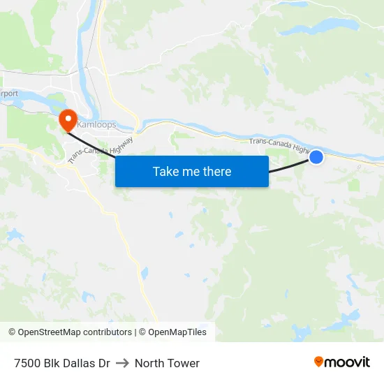 7500 Blk Dallas Dr to North Tower map