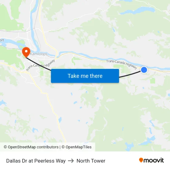 Dallas Dr at Peerless Way to North Tower map