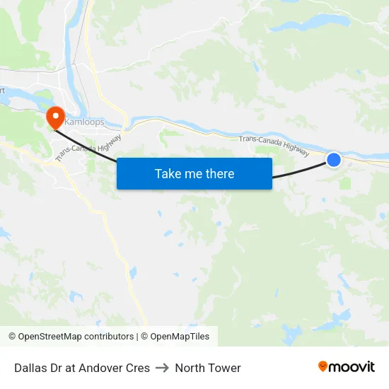 Dallas Dr at Andover Cres to North Tower map