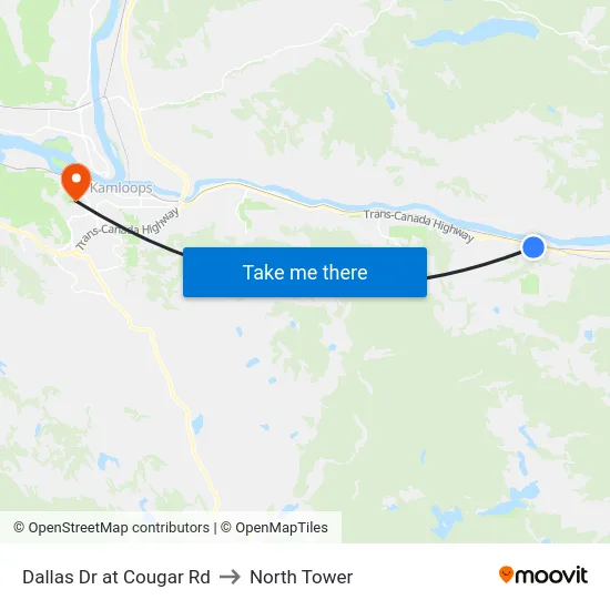 Dallas Dr at Cougar Rd to North Tower map