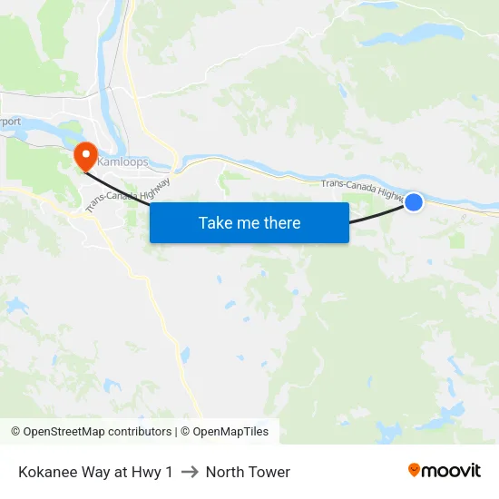 Kokanee Way at Hwy 1 to North Tower map