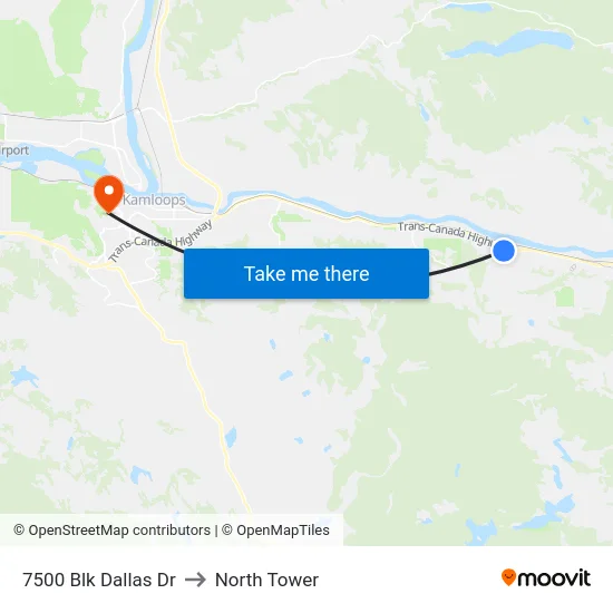 7500 Blk Dallas Dr to North Tower map