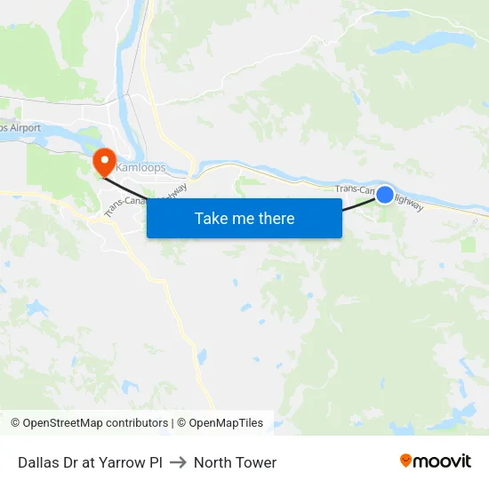 Dallas Dr at Yarrow Pl to North Tower map