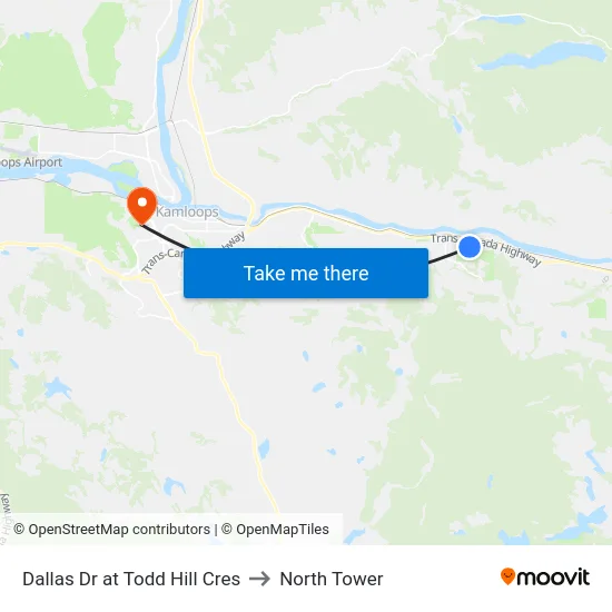 Dallas Dr at Todd Hill Cres to North Tower map