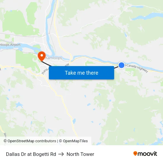 Dallas Dr at Bogetti Rd to North Tower map