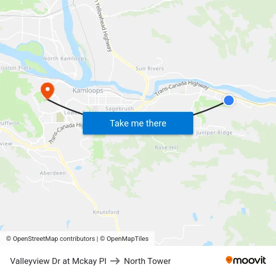 Valleyview Dr at Mckay Pl to North Tower map