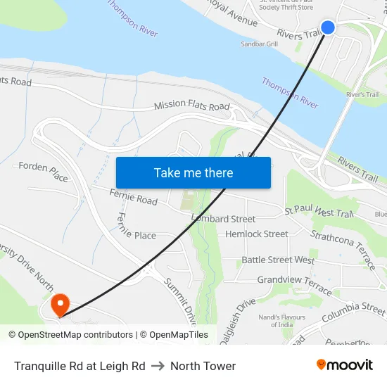 Tranquille Rd at Leigh Rd to North Tower map