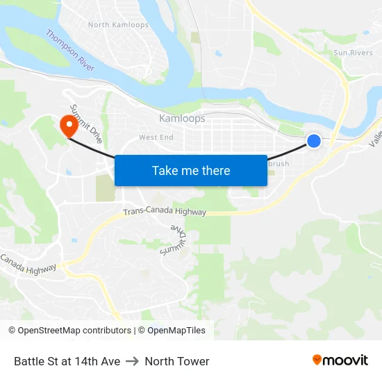 Battle St at 14th Ave to North Tower map